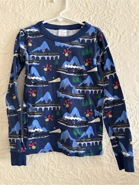 Hanna Andersson the Polar Express Blue Believe Christmas Train Long John Top Kid